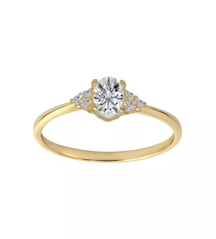 anillo oro amarillo 18k con circon oval