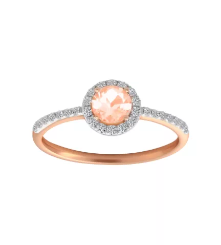 anillo oro rosa 18k con morganita y diamantes