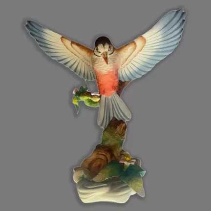 figura porcelana nuevo buen retiro pajaro con alas abiertas