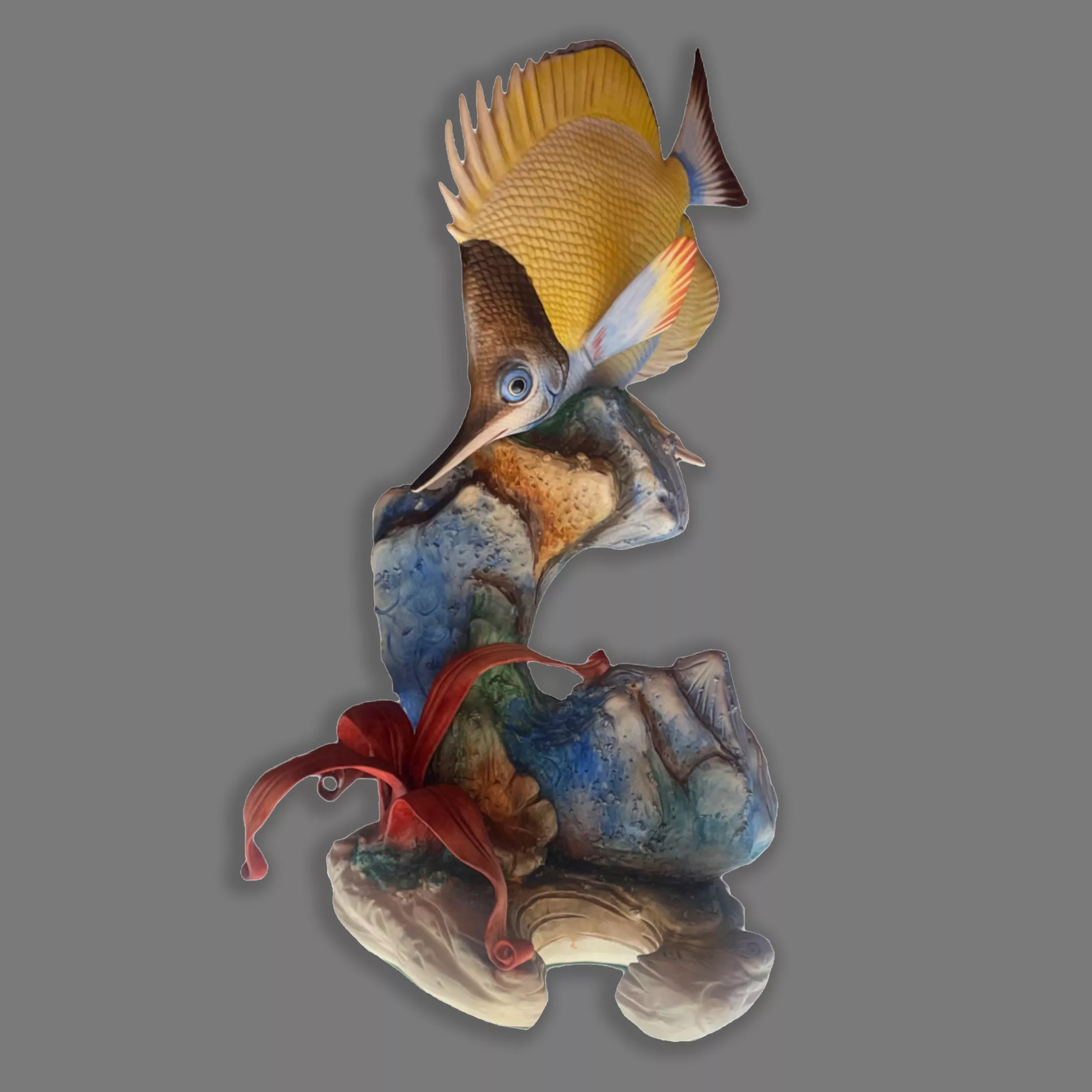 figura de porcelana pez tropical marca nuevo buen retiro