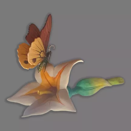 figura porcelana nuevo buen retiro mariposa amarilla