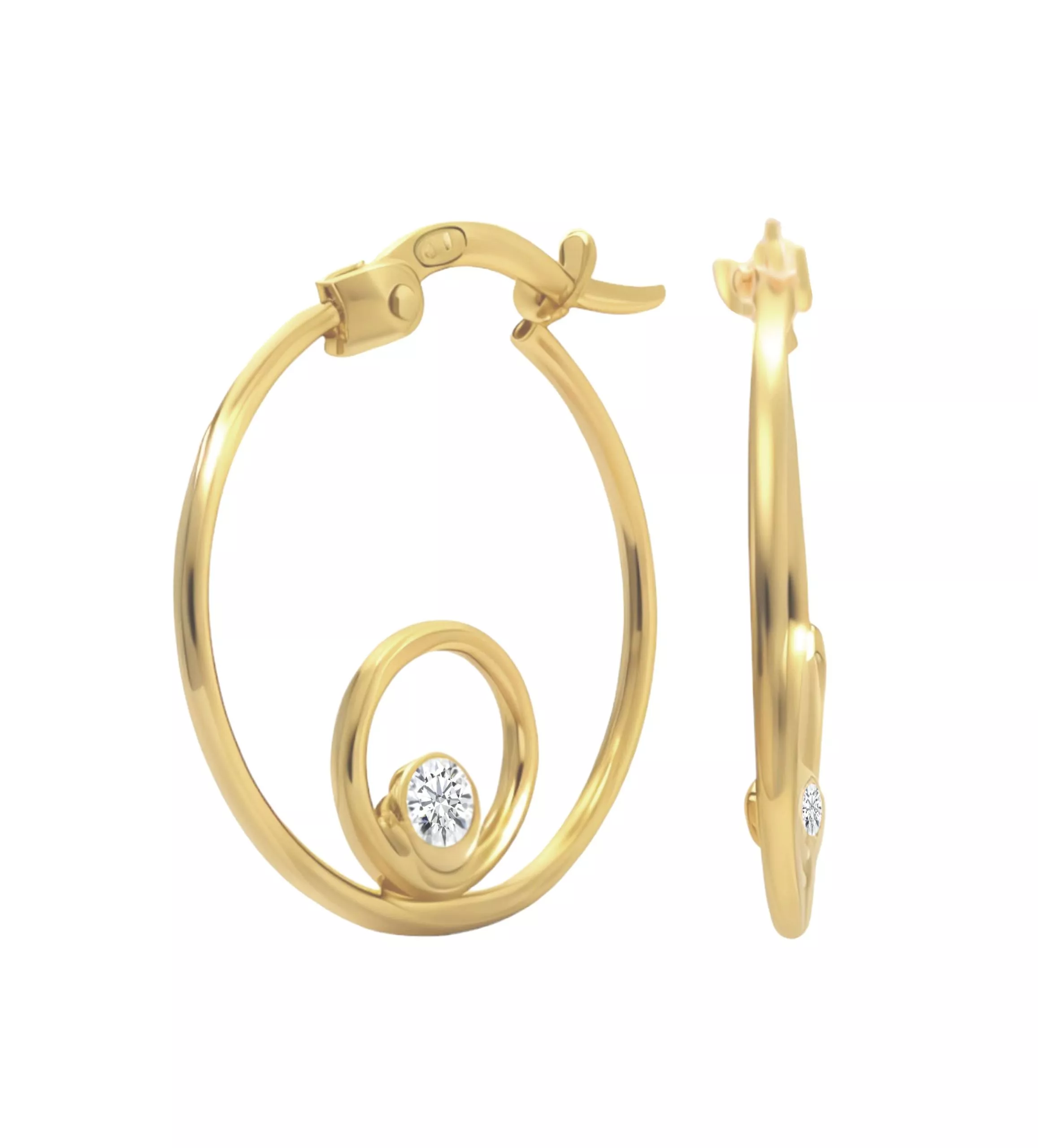 pendientes de oro 18k con circonita tipo aros