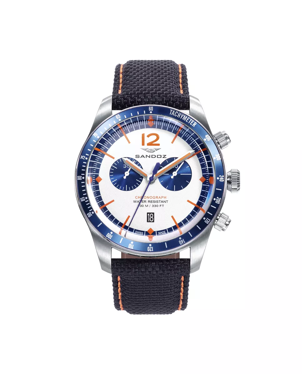Reloj Sandoz colección Vitesse acero correa textil 81503-04