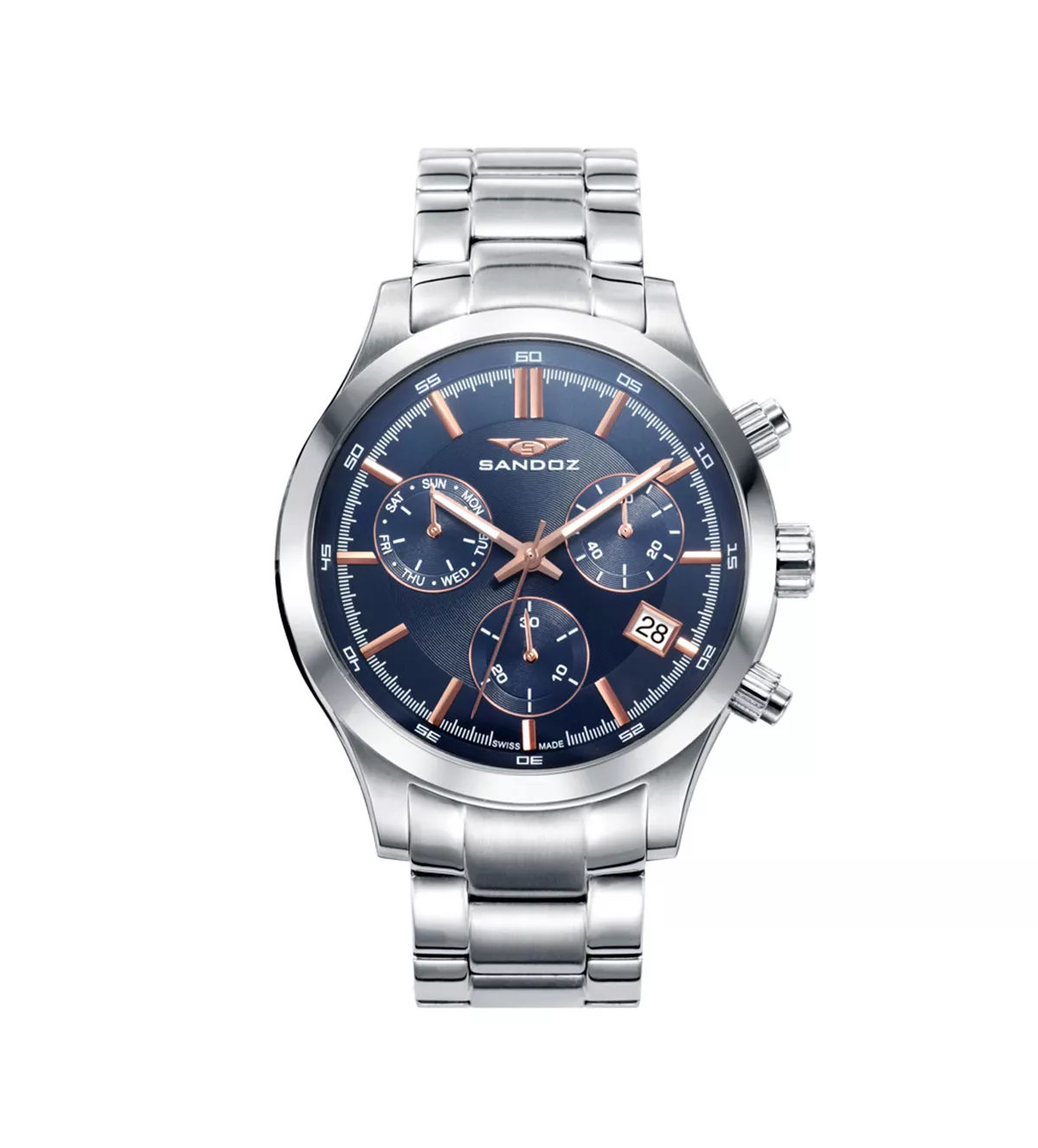 Reloj Sandoz cronógrafo de acero detalles chapados 81383-37