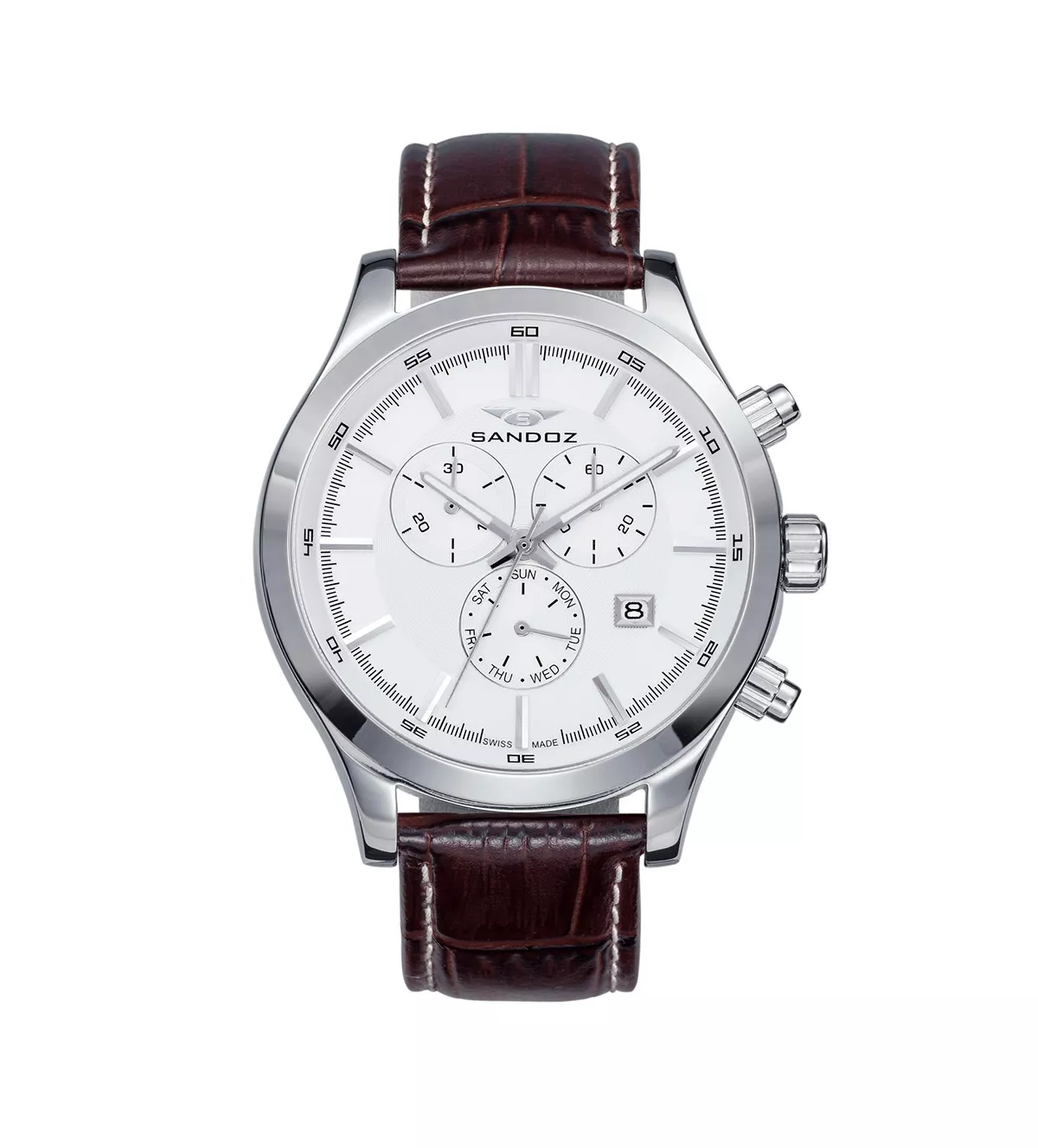 Reloj cronógrafo Sandoz de acero y correa de piel 81381-87