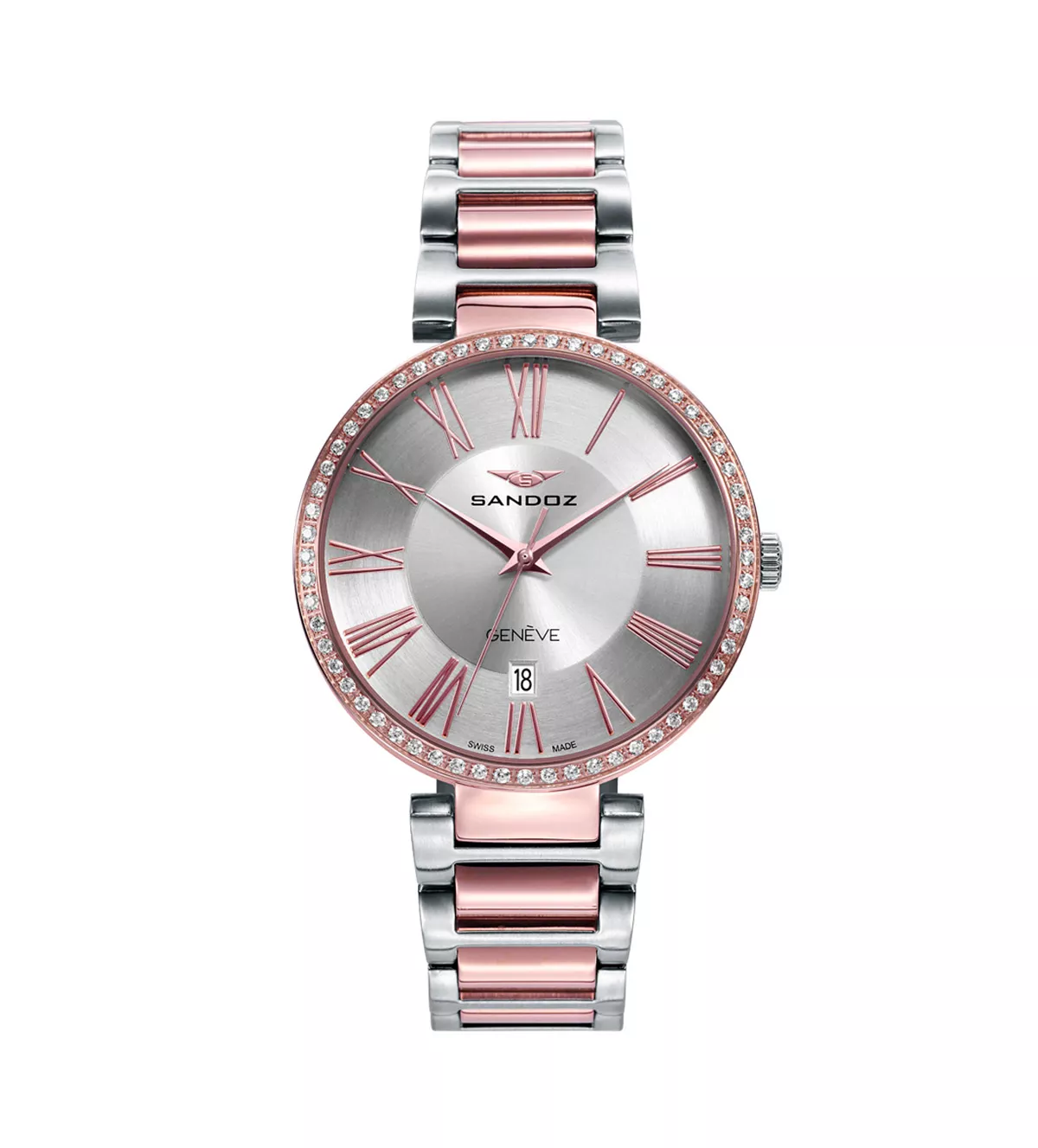 Reloj de acero bicolor con circonitas Sandoz mujer 81364-83