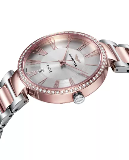 Reloj de acero bicolor con circonitas Sandoz mujer 81364-83D