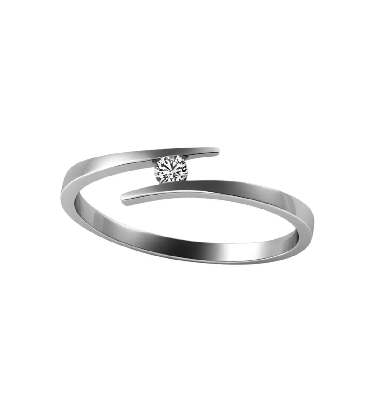 anillo de compromiso oro blanco y diamante eclipse brillante