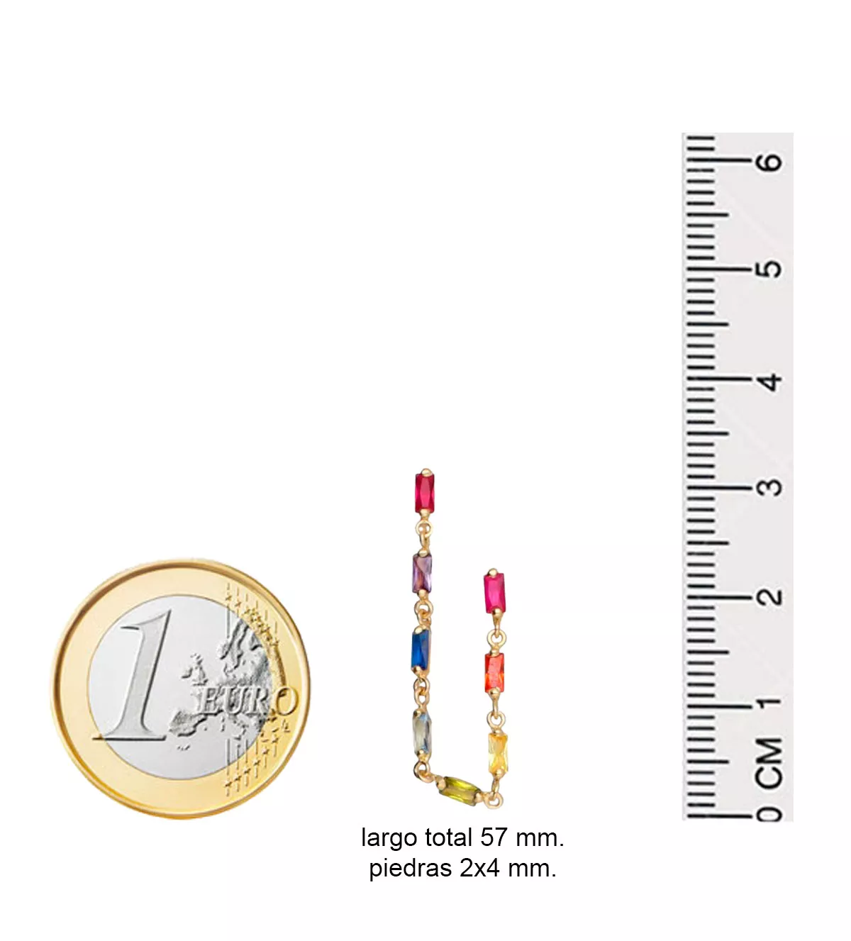 Pendiente oro 18 ktes Cascada de Arco Iris Dorado 002_56569-P - Imagen 5