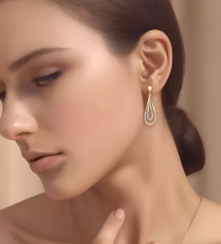 pendientes oro bicolor 18k con circones