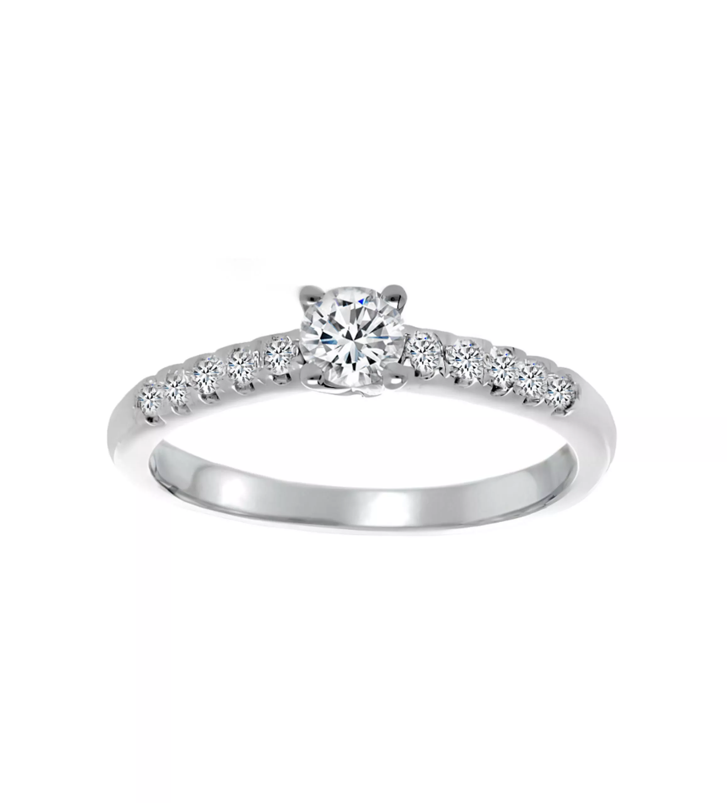 anillo de compromiso oro blanco con diamantes talla brillante