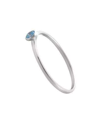 anillo oro blancp 18k con topacio azul