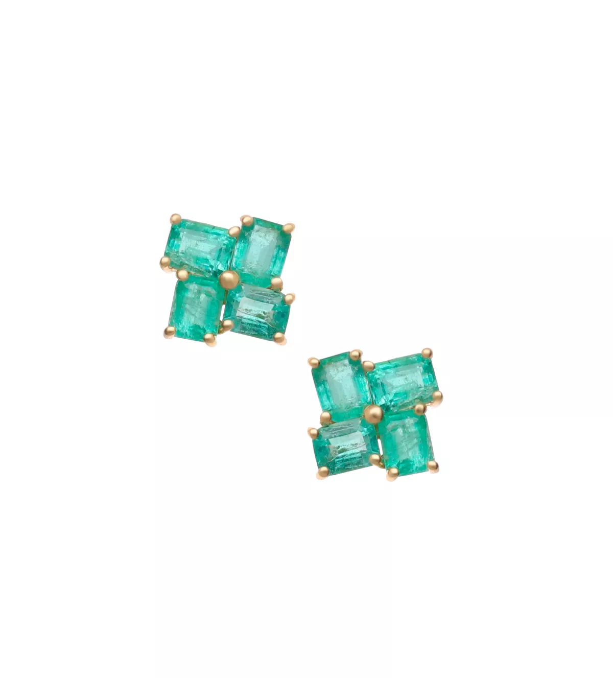 pendientes de oro 18k con esmeraldas rectangulares