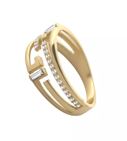 anillo de oro amarillo 18 ktes y circonitas vista lateral