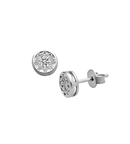 pendientes de oro blanco con diamantes foto frontal y lateral