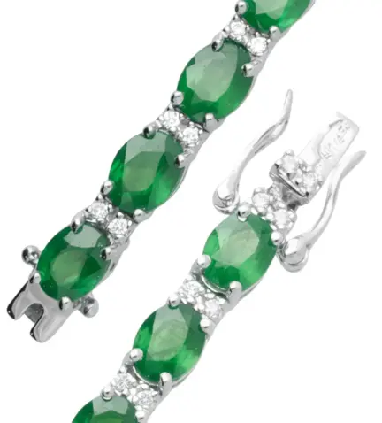 pulsera de oro blanco 18k con esmeraldas y brillantes 243 ETS AAATP E 00