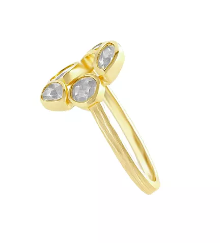 anillo de plata chapada con labradoritas toma lateral