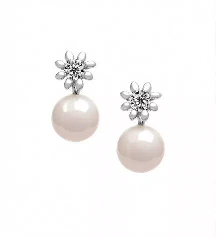 pendientes de plata con perlas cultivadas y circones