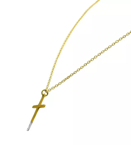 gargantilla de oro con diamante cruxis vista lateral