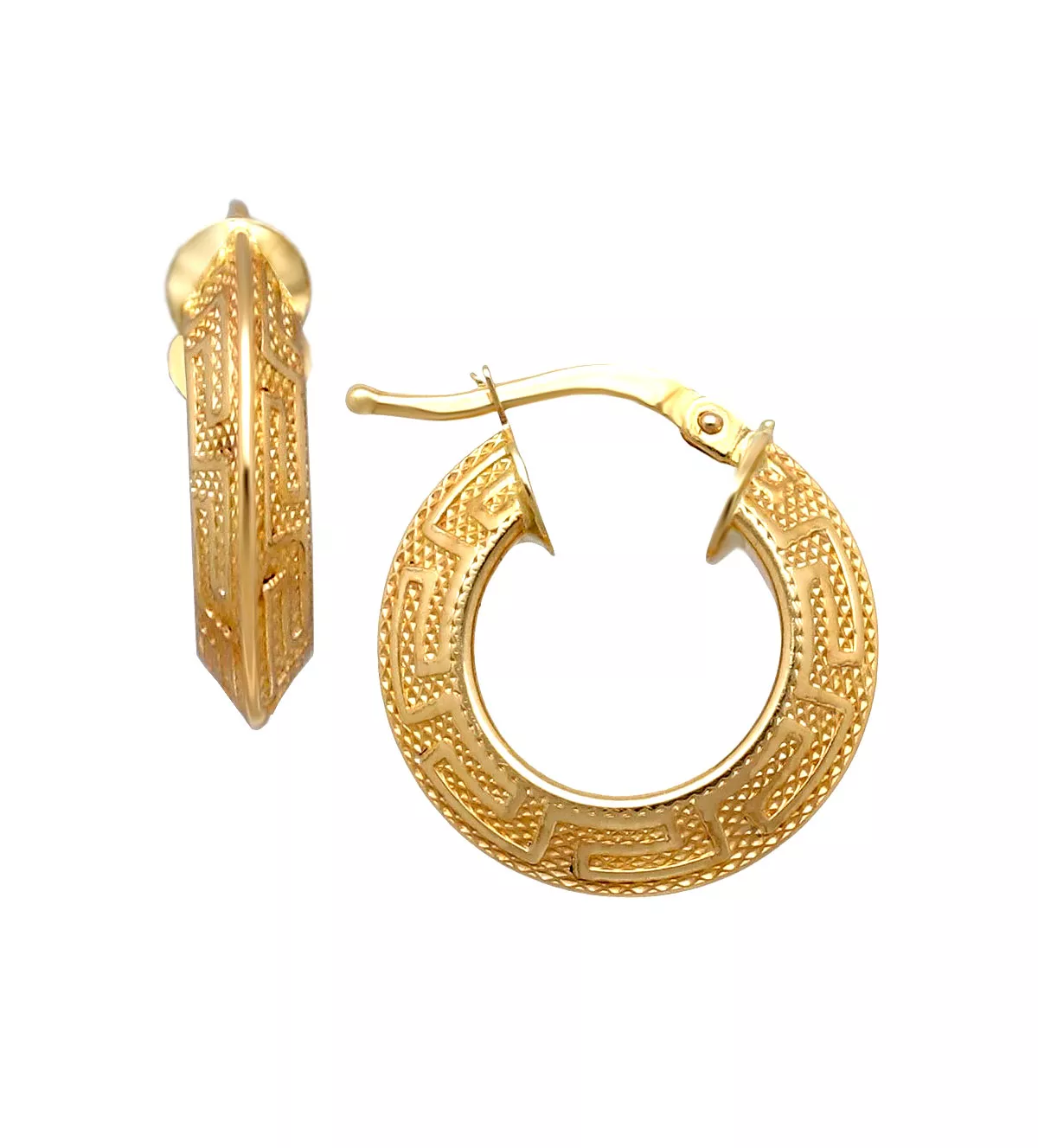pendientes de oro tipo criolla con greca clasica