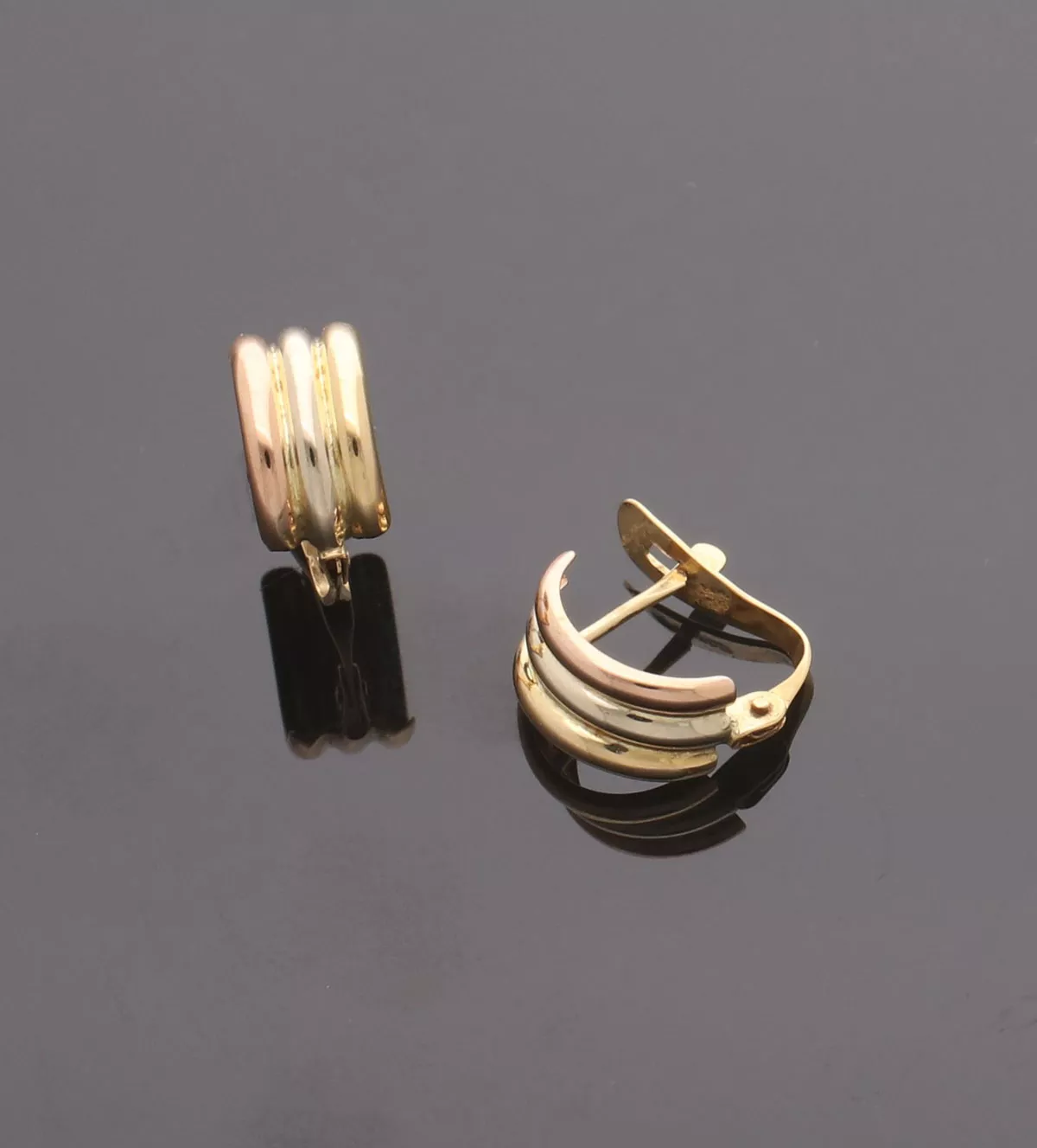 pendientes de oro tricolor foto sin retoque