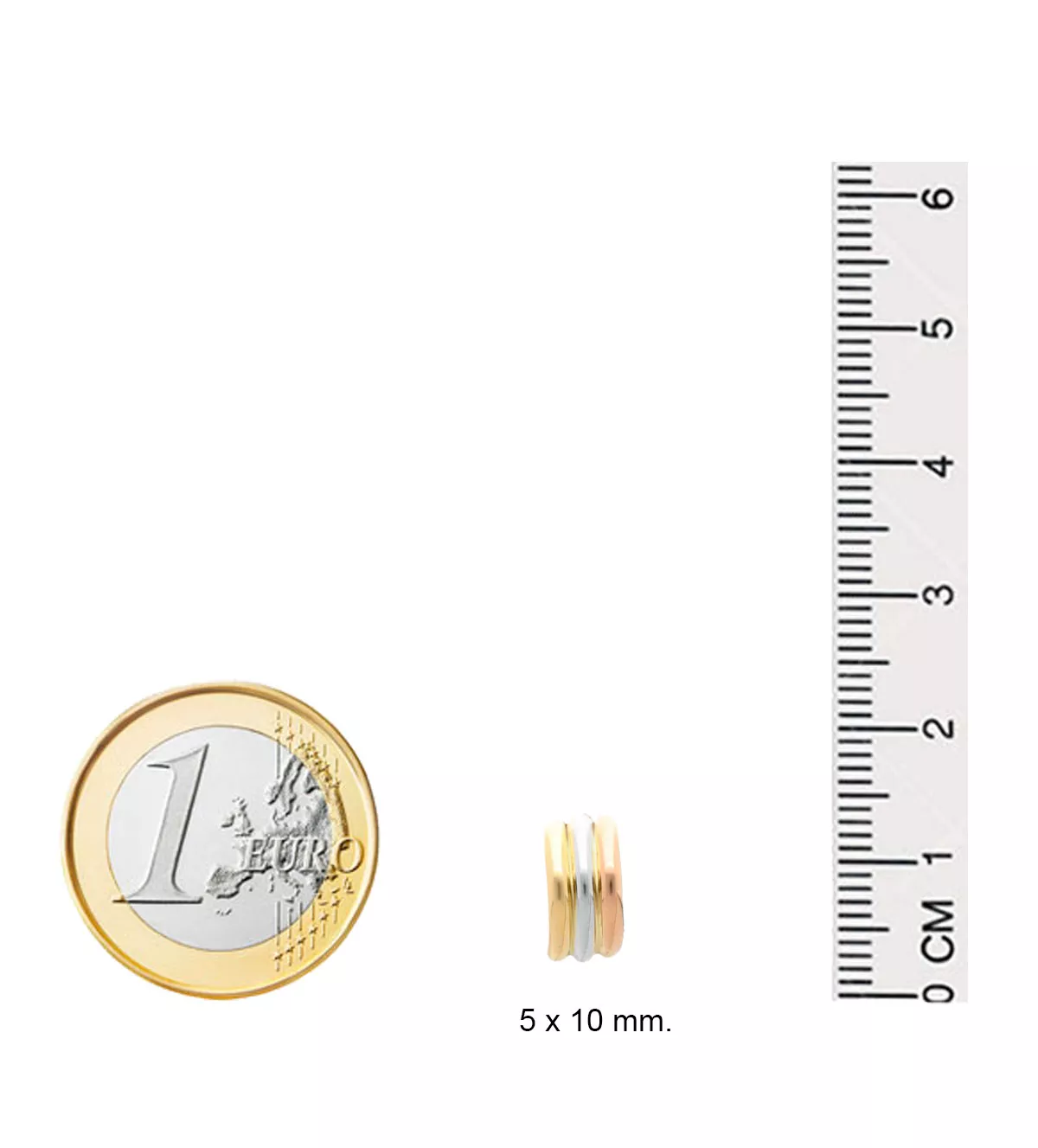 pendientes de oro tricolor foto con medidas