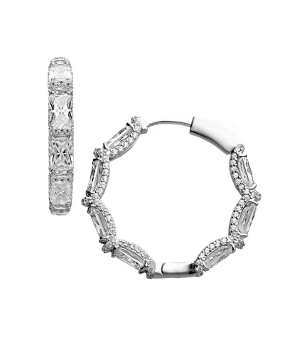 pendientes de plata aros con circones Esencia