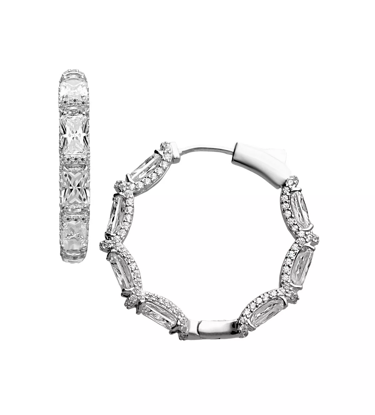 pendientes de plata aros con circones Esencia