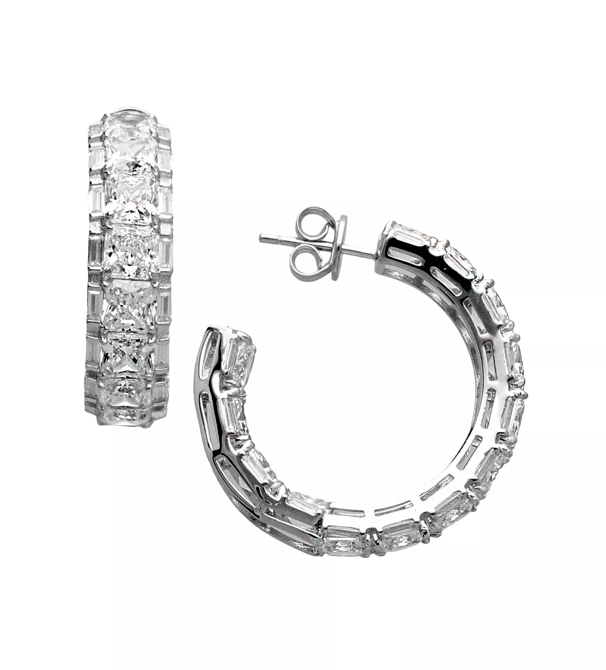 Pendientes de plata aros con circones "Príncipes"