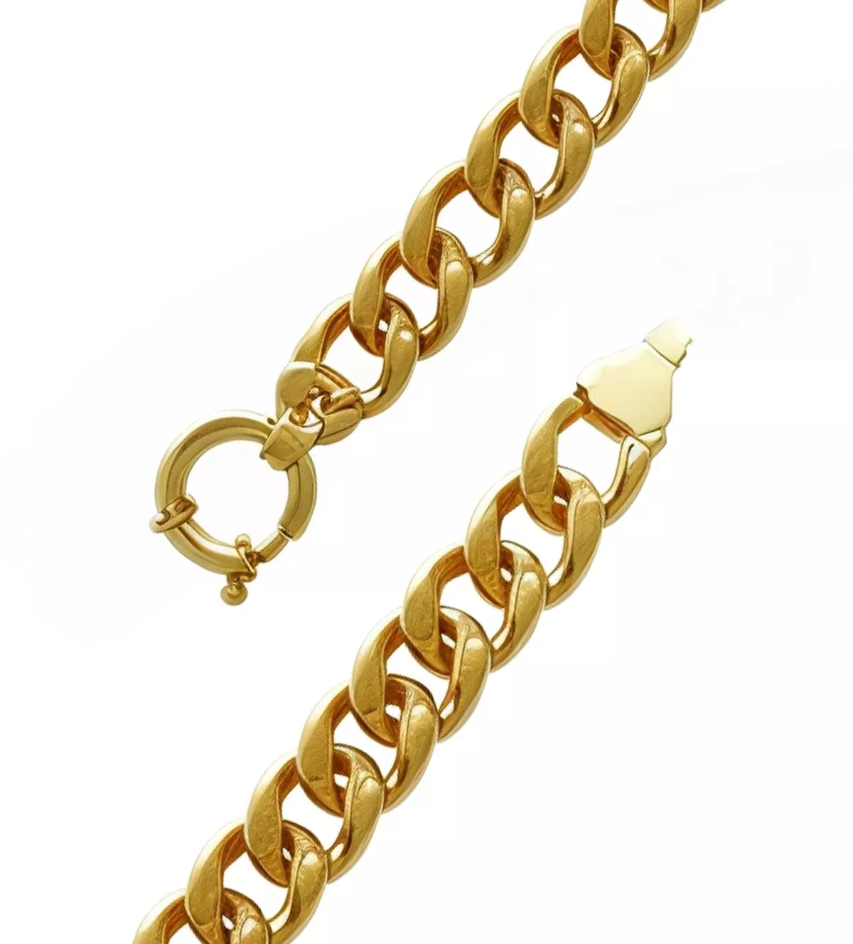 pulsera de oro eslabones barbados olas toma detalle