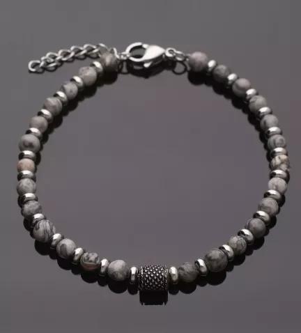 pulsera para hombre jaspe gris vista sin retoque