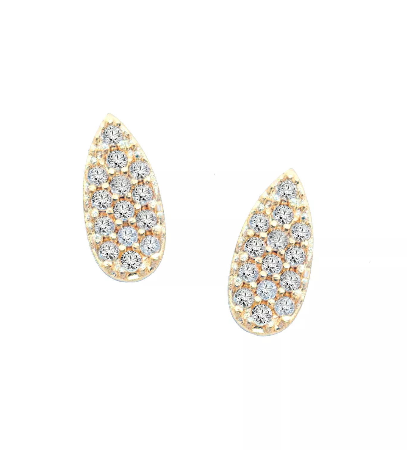 pendientes de oro con circones forma de hoja