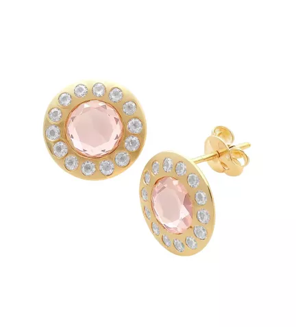 pendientes de oro 18k con rosa de francia toma frontal y lateral
