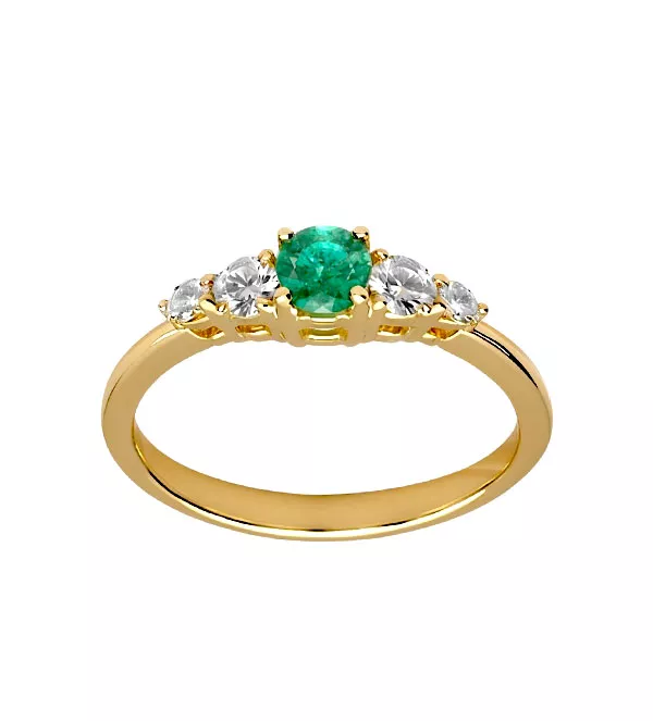 Anillo de oro 18K diamantes y esmeralda "Vergell"