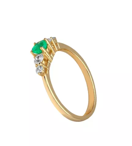anillo Vergell oro 18k diamantes y esmeralda foto de lado