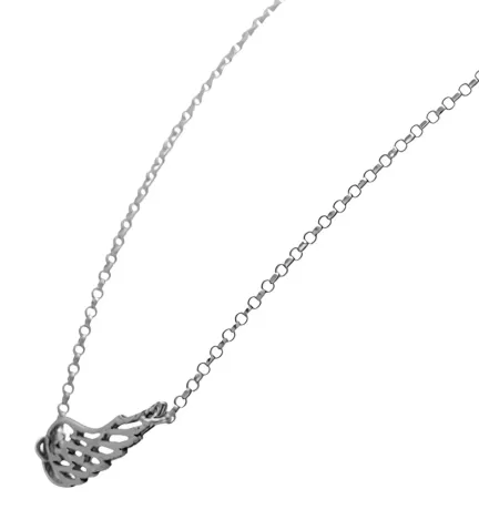 gargantilla de plata motivo ala foto vista de lado