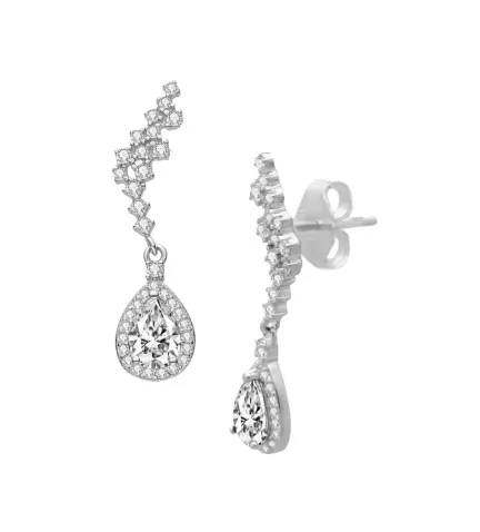 pendientes de plata largos con circonitas Brisas