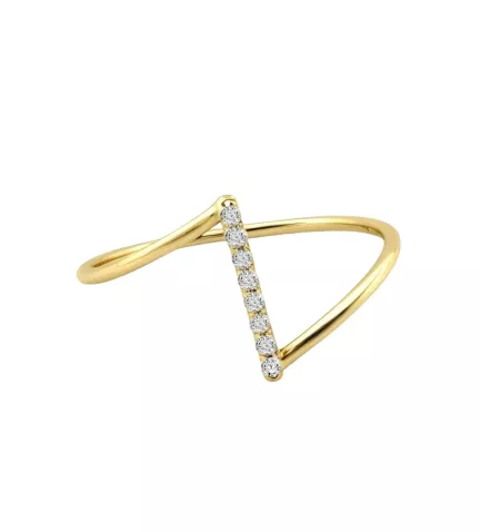 anillo de oro con diamantes Z vista frontal