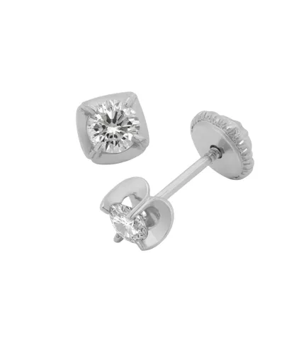 pendientes de bebe oro blanco 18 ktes con circones toma frontal y lateral