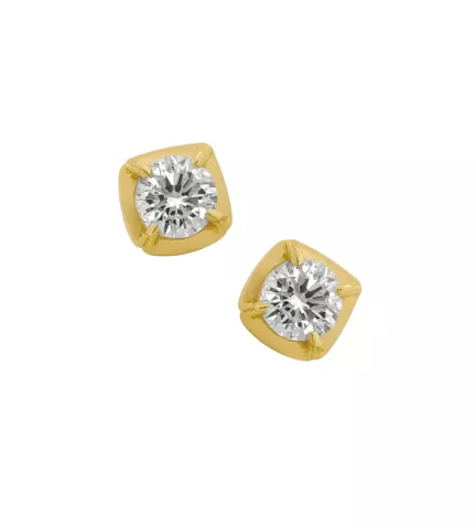pendientes de oro amarillo con circones vista frontal