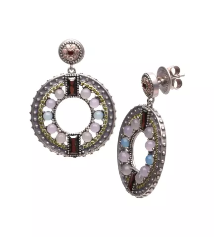 pendientes de plata envejecida marca Vapour toma frontal y lateral