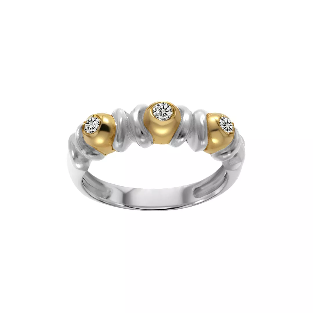 anillo de oro bicolor 18 ktes con brillantes Trio
