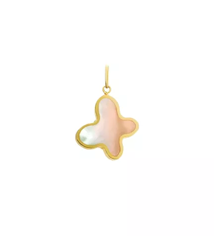 colgante de oro amarillo 18k y nacar forma de mariposa