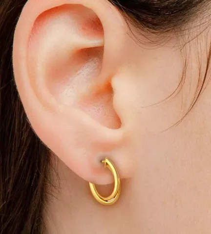 pendientes de oro DUO oval foto modelo femina