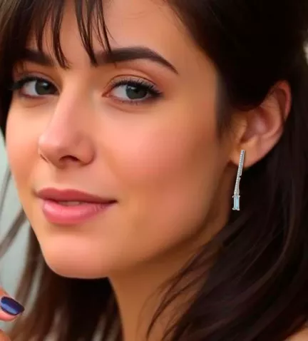 pendientes de oro blanco diseño Perelli Brisa Blue toma modelo