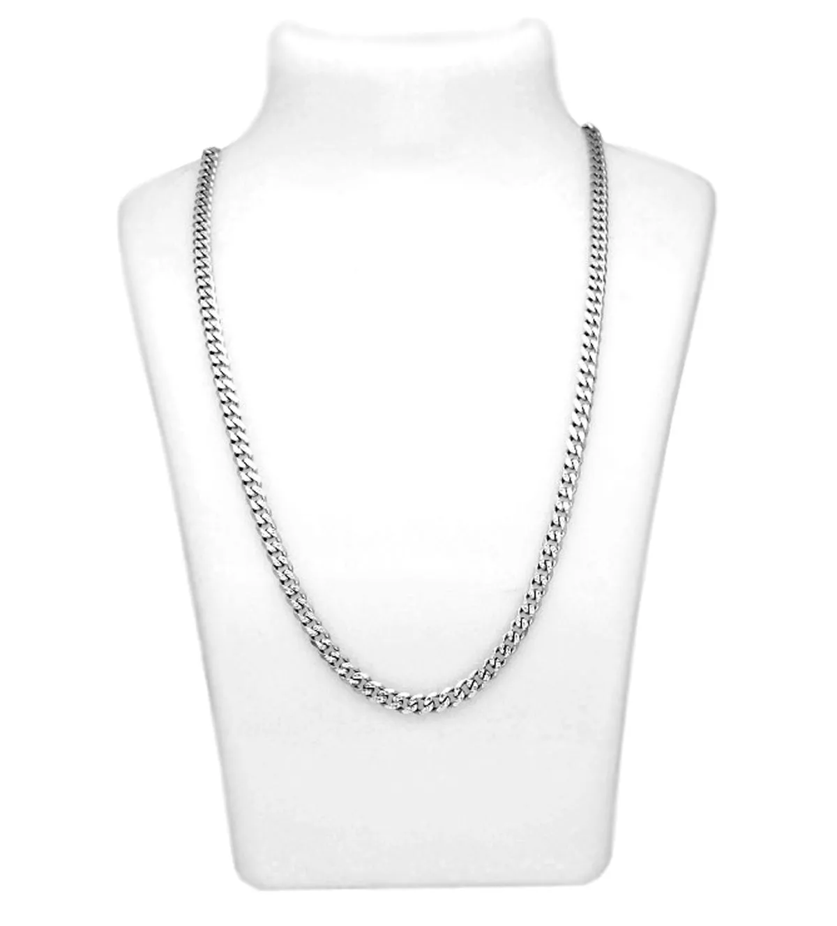 cadena de oro blanco eslabones barbados foto en peto