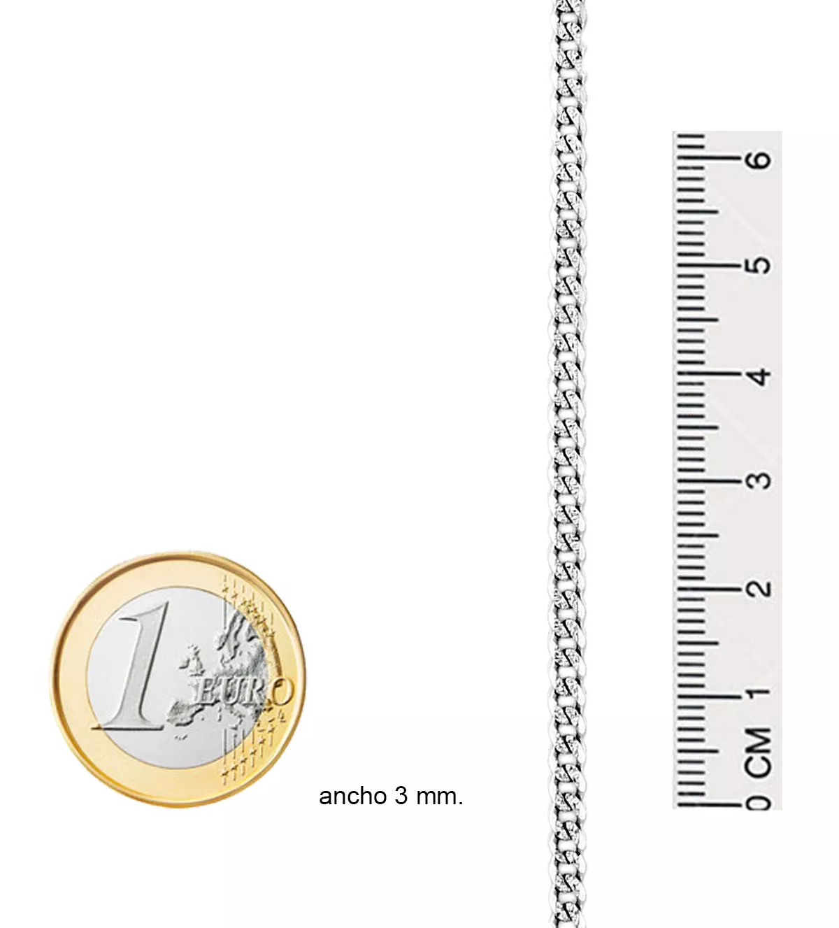 Cadena de oro blanco 18K eslabones barbados lapidados - Imagen 5