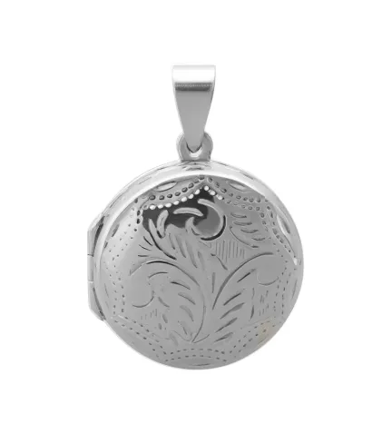 colgante de plata guardapelos grabado circular