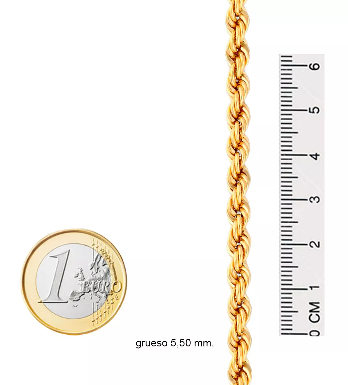 cadena de oro cordon salomonico de 5,50 mm de grueso toma medidas