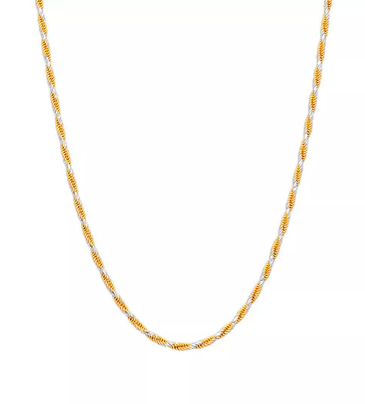 cadena de oro trenza bicolor oro 18k vista frontal